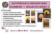 GlitterFilm & Vintage Hues 12 Card Kit Majestic Birds