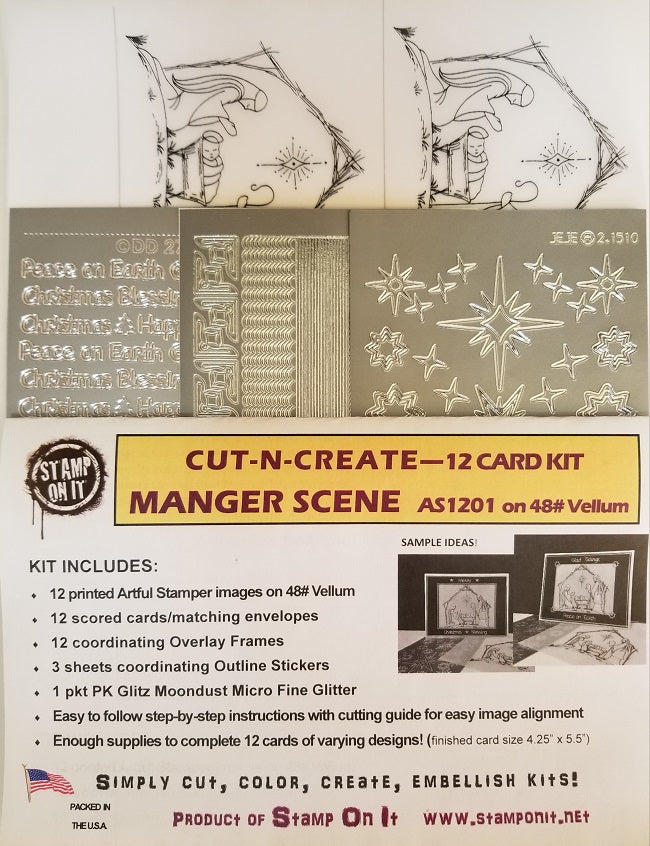 Cut-N-Create 12 Card Kit Manger Scene AS1201