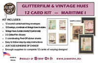 GlitterFilm & Vintage Hues 12 Card Kit Maritime 1