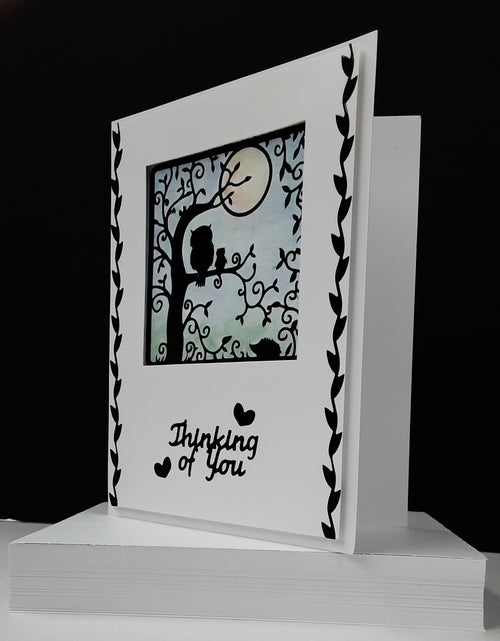 Owl in Tree w-Moon Outline Sticker  3683