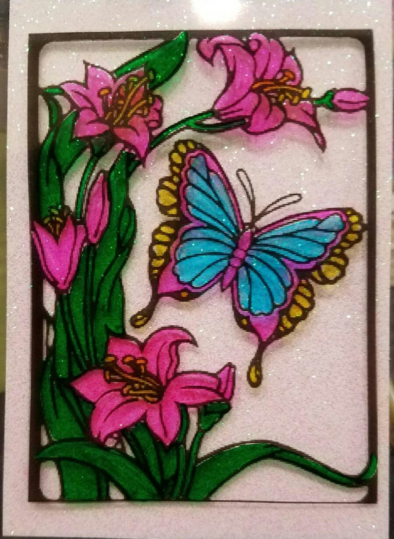 Butterflies and Lillies Art Acetate