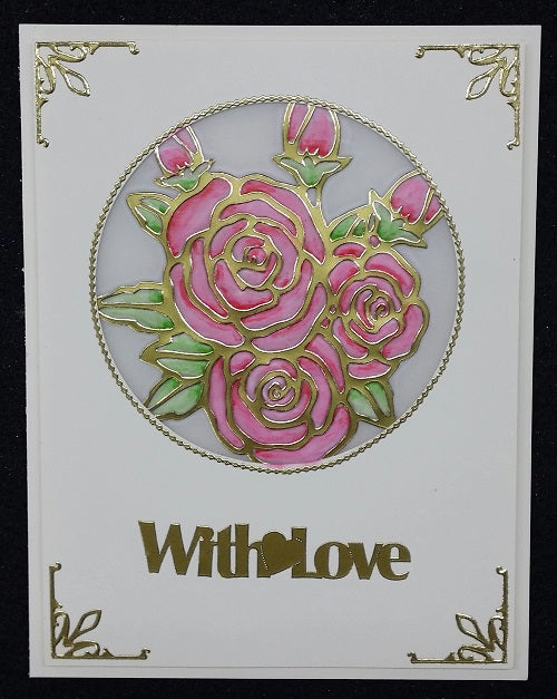 Roses in Frame Outline Sticker  DD6510