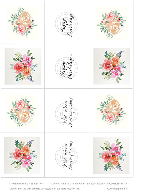 Shades of Florals 1 Slimline Birthday Wishes Vintage Hue Acetate