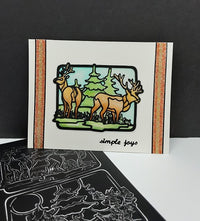 Landscape and Deer Sleigh Outline Sticker  DD7051
