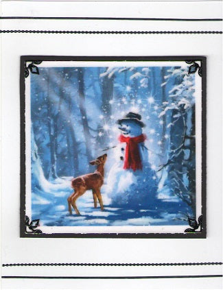 Vintage Hues Vellum, Snowman with Deer
