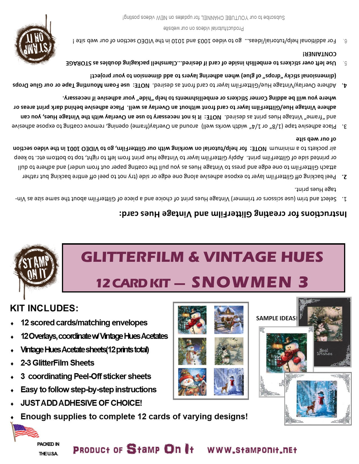 GlitterFilm & Vintage Hues 12 Card Kit Snowmen 3