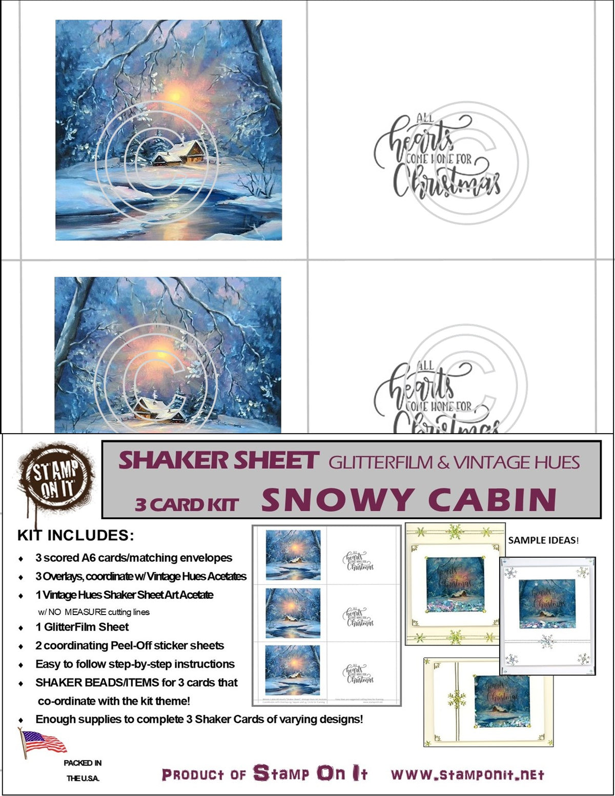GlitterFilm & Vintage Hues Shaker Card Kit Snowy Cabin