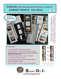 GlitterFilm & Vintage Hues 12 Slimline Card Kit Sunset Boats Get Well