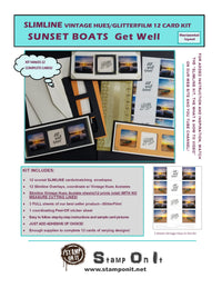 GlitterFilm & Vintage Hues 12 Slimline Card Kit Sunset Boats Get Well