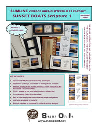 GlitterFilm & Vintage Hues 12 Slimline Card Kit Sunset Boats Scripture 1