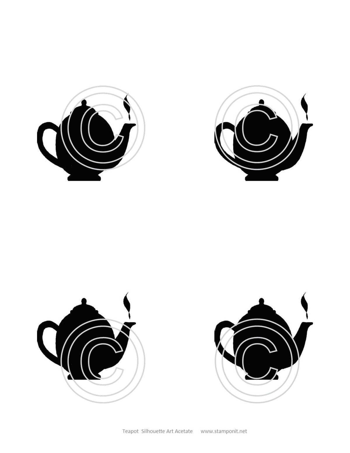 Teapot Art Acetate Silhouette