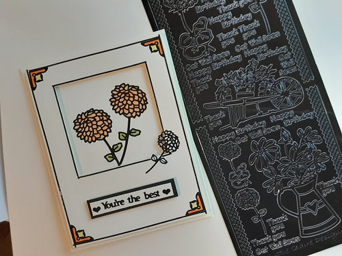 Thank You/Small Greetings Flowers & Wheel Barrel Outline Sticker  2343