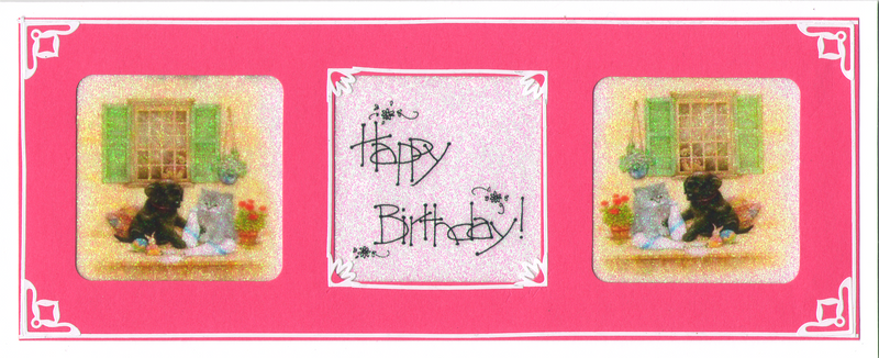 GlitterFilm & Vintage Hues 12 Slimline Card Kit Windowsill Pets 2 Best Wishes