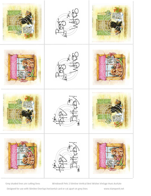 Windowsill Pets 2 Slimline Best Wishes Vintage Hue Acetate