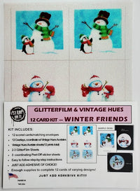 GlitterFilm & Vintage Hues 12 Card Kit Winter Friends