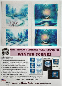 GlitterFilm & Vintage Hues 12 Card Kit Winter Scenes