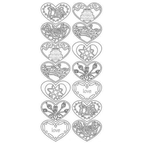 Assorted Heart Designs Outline Sticker   2.512