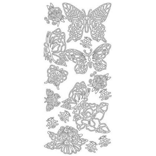 Butterflies and Flowers Outline Sticker  11920