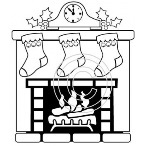 Fireplace and Stocking Art Acetate