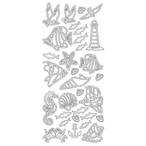 Fish-Sealife-Shells Outline Stickers  1.349