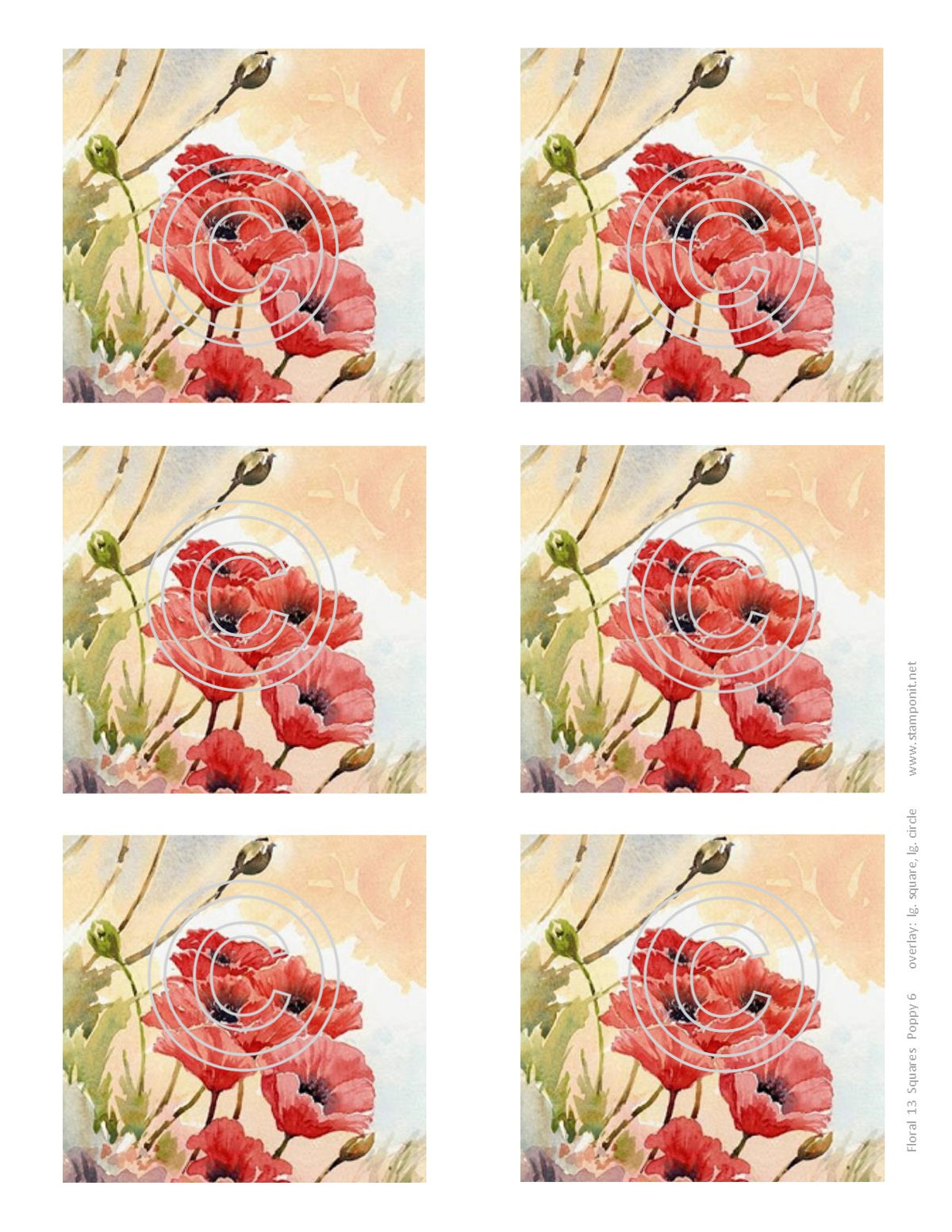 Floral 13 Squares Poppy 6, Vintage Hue Acetate