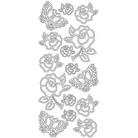 Large Roses-Butterflies Outline Sticker  2.047