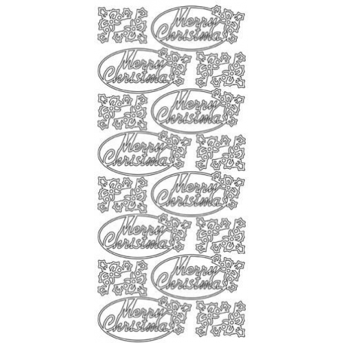 Merry Christmas in Ovals Outline Stickers  1.659