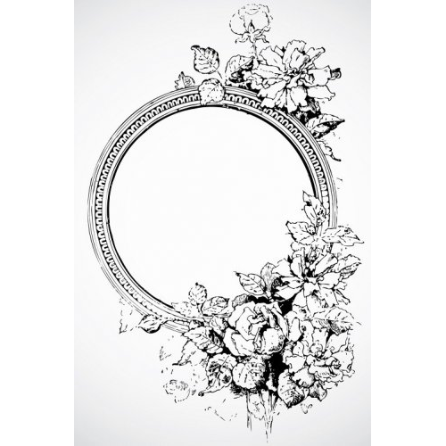 Roses and Circle Frame Art Acetate