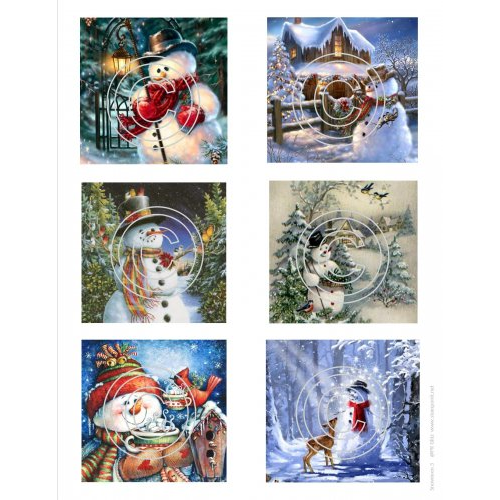 Snowmen 3 Variety, Vintage Art Acetate