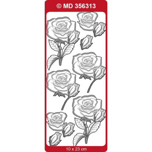 Sticker, Double Embossed Rose Blooms on Stems  356313