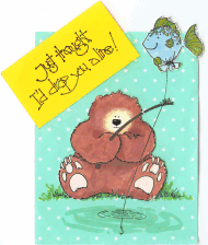 Fishing Bear Art Rubber Stamp  ES 8704P
