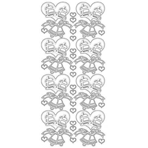 Wedding Bells and Hearts Outline Sticker  1.135
